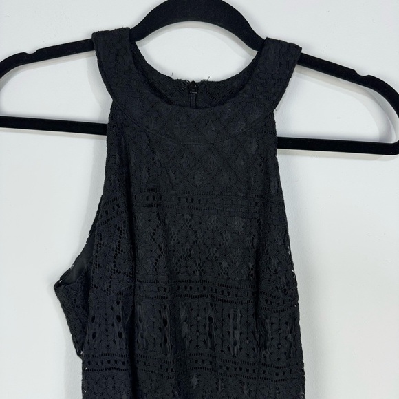 Lulus Black High Neck Lace Mini Dress Graduation Party Goth Gothic - Picture 3 of 4